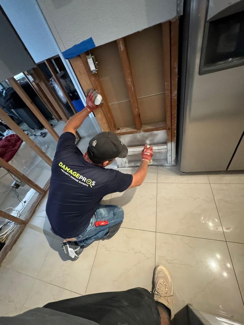 Damage Pros technician applying antimicrobial treatment
